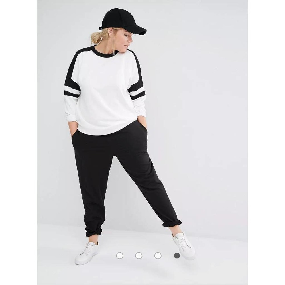 New Look Women Black & White Contrast Panels Sweat Shir Size 10